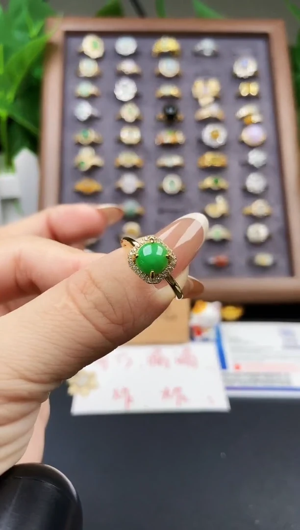 银S925镶嵌戒指翡翠12