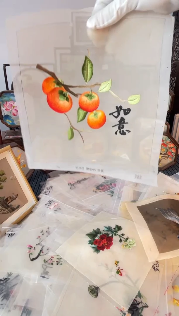 织绣纯手工苏绣双面绣绣布