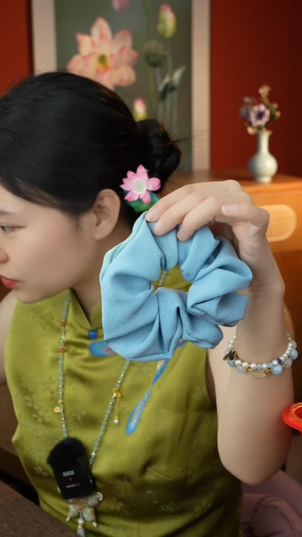 刺绣桑蚕丝大肠圈发圈