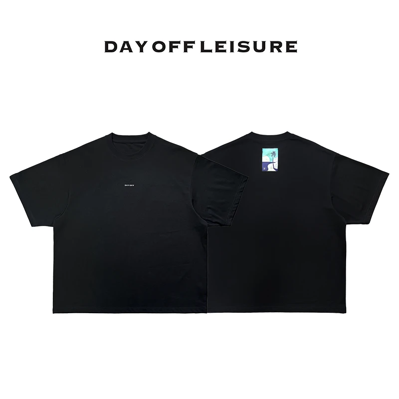 DAYOFFLEISURE 新品刻字膜短袖青年男士轻量化针织短袖T恤运动男