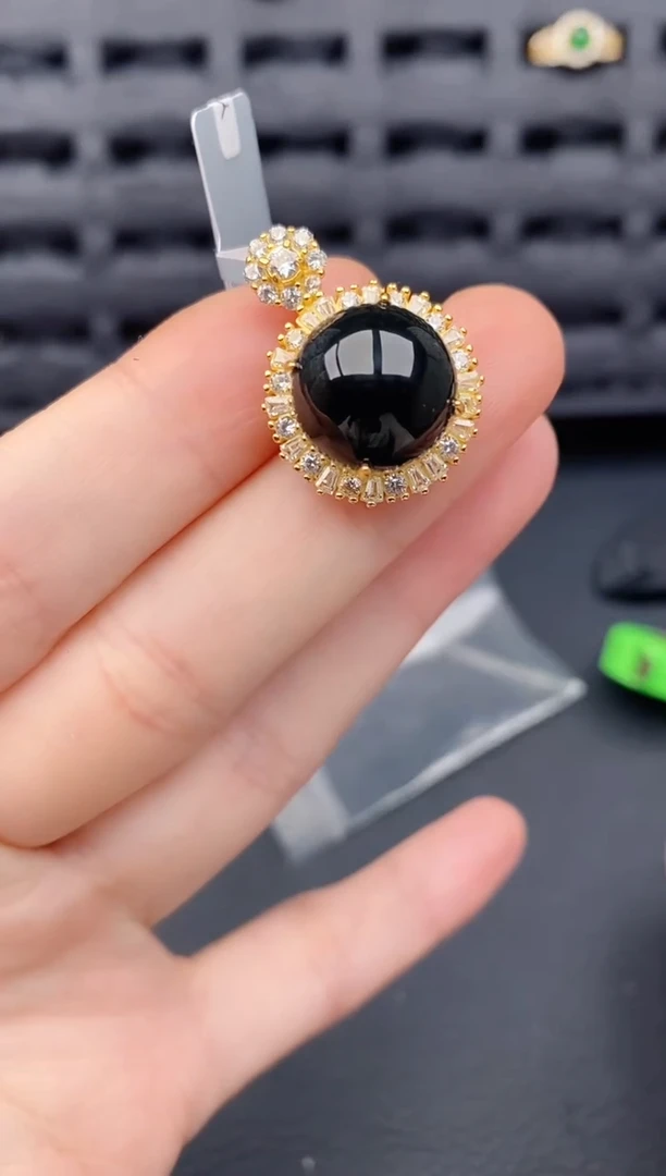 颈饰银S925镶嵌翡翠天然a货翡翠308