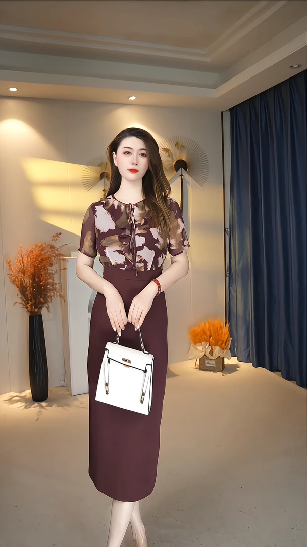 连衣裙显瘦气质时尚春季开叉女装洋气高腰 B1862