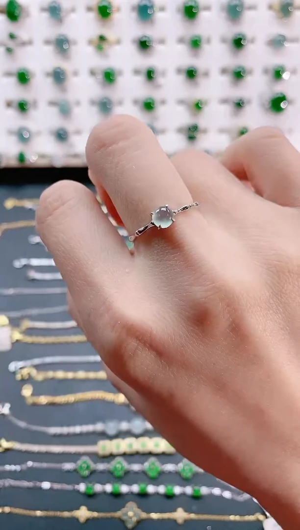 【闪购商品】翡翠戒指银S925镶嵌天然翡翠