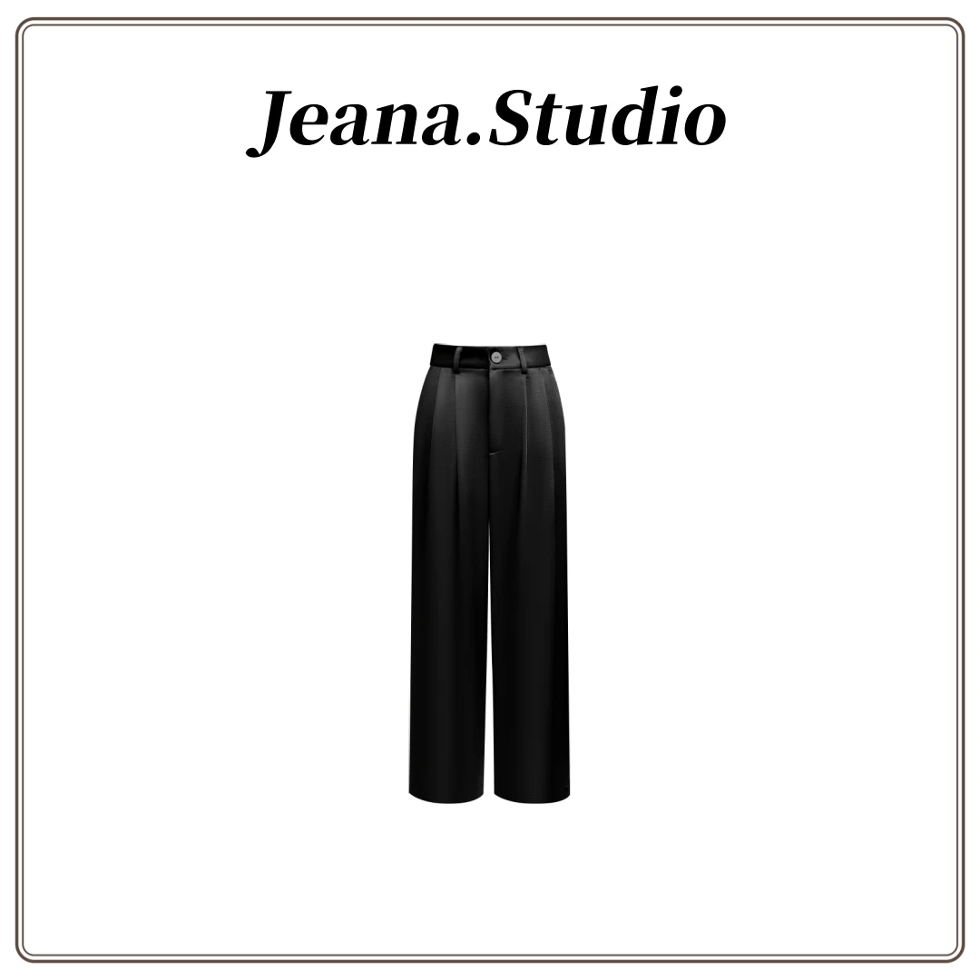 【Jeana.Studio】原创设计时尚滑面高腰直筒裤