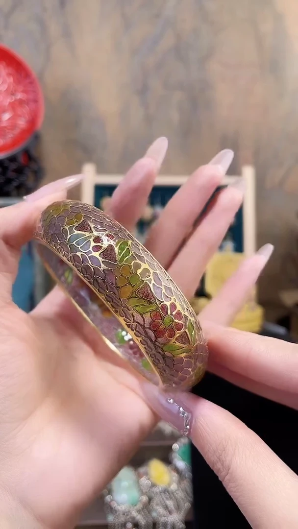 非遗景泰蓝脱胎镯子60-63粉色