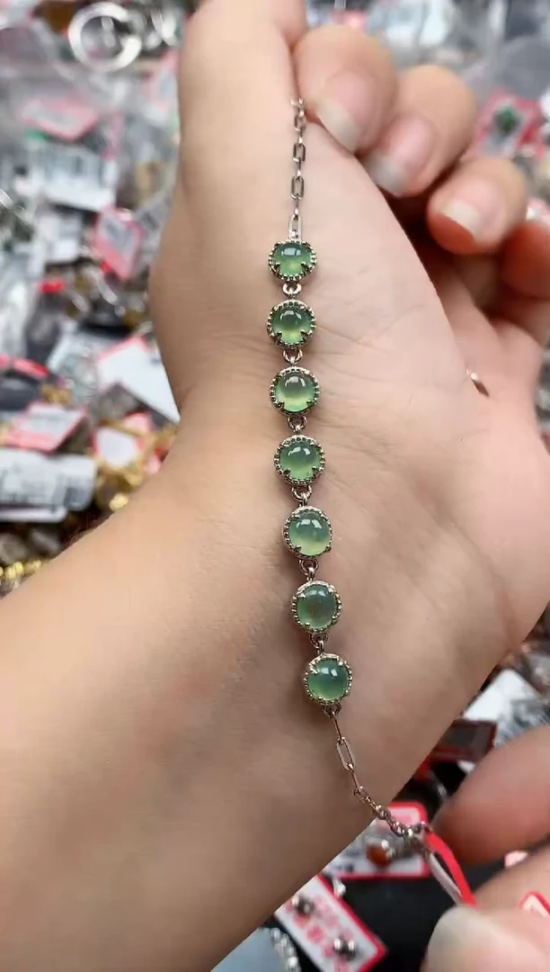 银S925镶嵌戒指翡翠天然A货缅甸翡翠