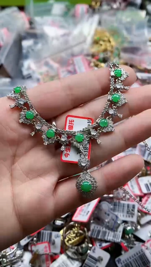 银S925镶嵌戒指翡翠天然A货缅甸翡翠