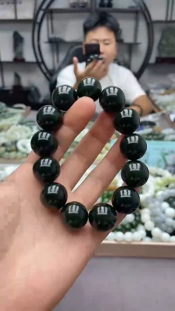 未镶嵌手串和田玉玛纳斯碧玉18圆珠