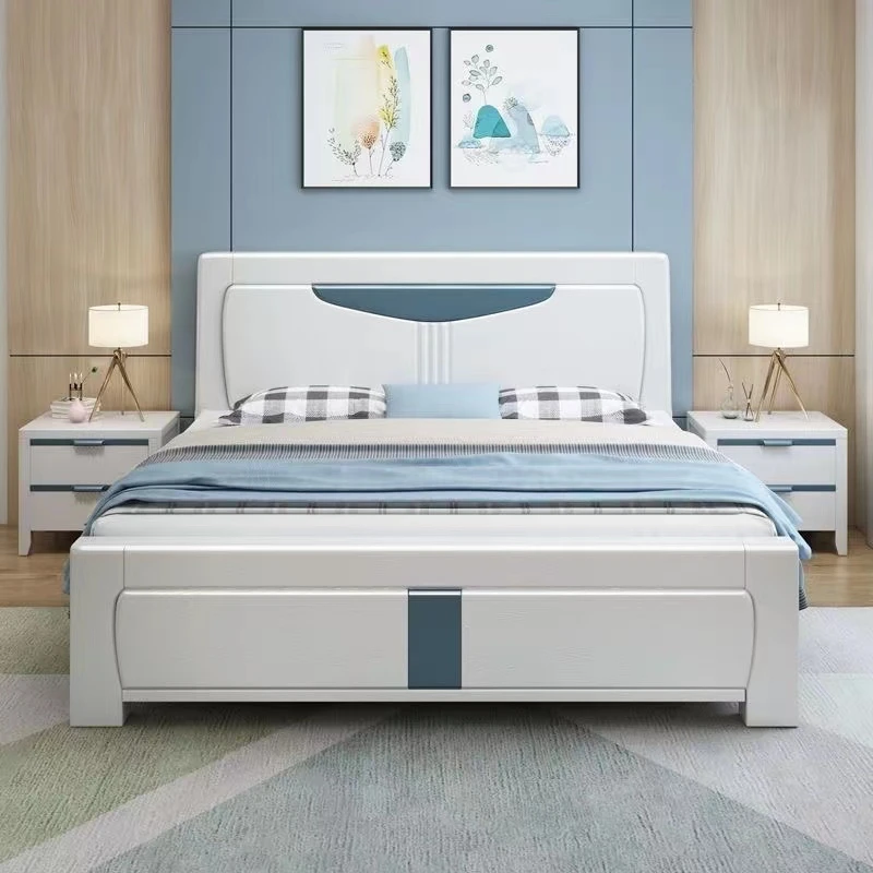 工厂直销高端主卧室全实木大床新中式家用出租屋经济型高箱储物