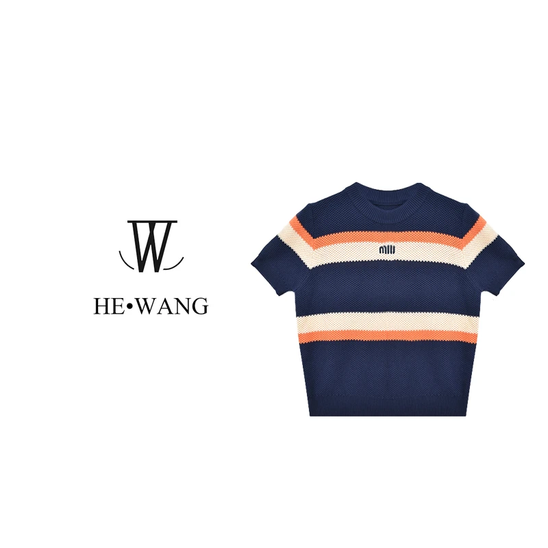 HW 气质显白条纹针织短袖-00259