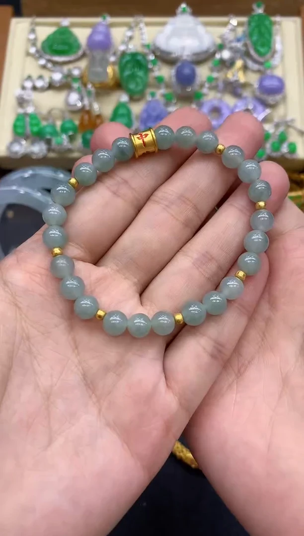 足金镶嵌手链翡翠53-中国好珍宝