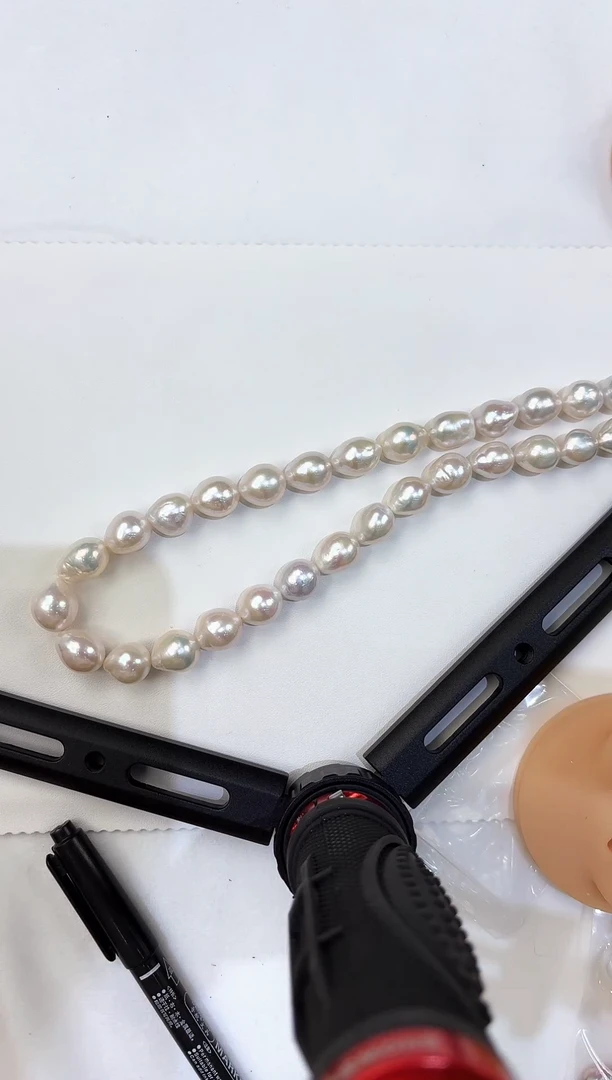 项链银S925镶嵌淡水珍珠银款淡水滑皮巴洛克珍珠项链