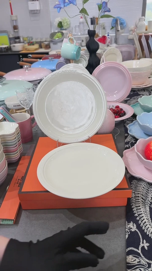 【闪购商品】瓷2个装炻彩浅盘23cm-松露白