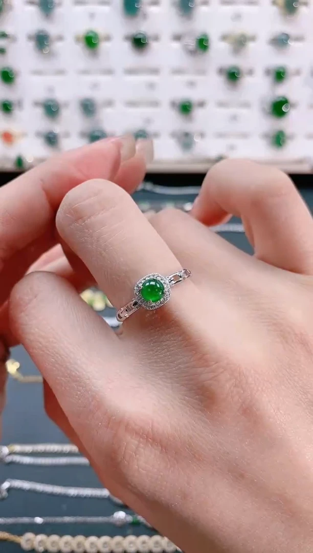 【闪购商品】翡翠戒指银S925镶嵌天然翡翠