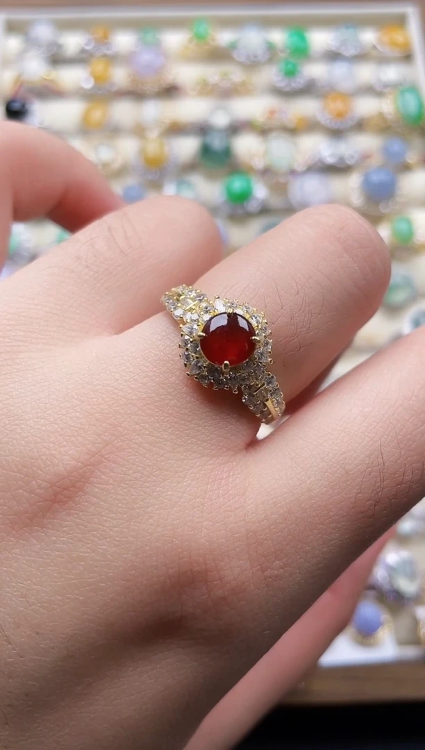 银S925镶嵌戒指翡翠85