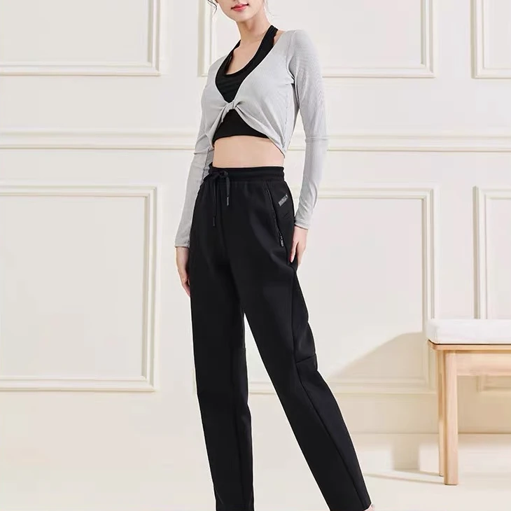 安踏灵动裤丨直筒裤女夏季针织卫裤跑步黑色运动长裤162517312-FS