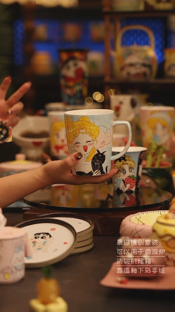 陶瓷景德镇可爱陶瓷釉下彩绘设计师款