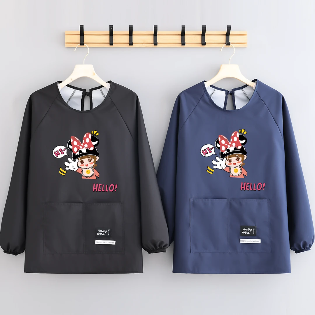 家用长袖围腰短款舒适防水围裙小个子厨房做饭罩衣定制logo工作服