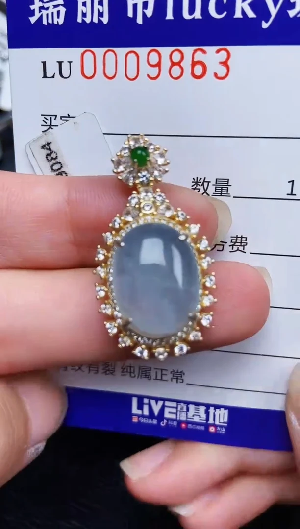 翡翠银S925镶嵌颈饰9863