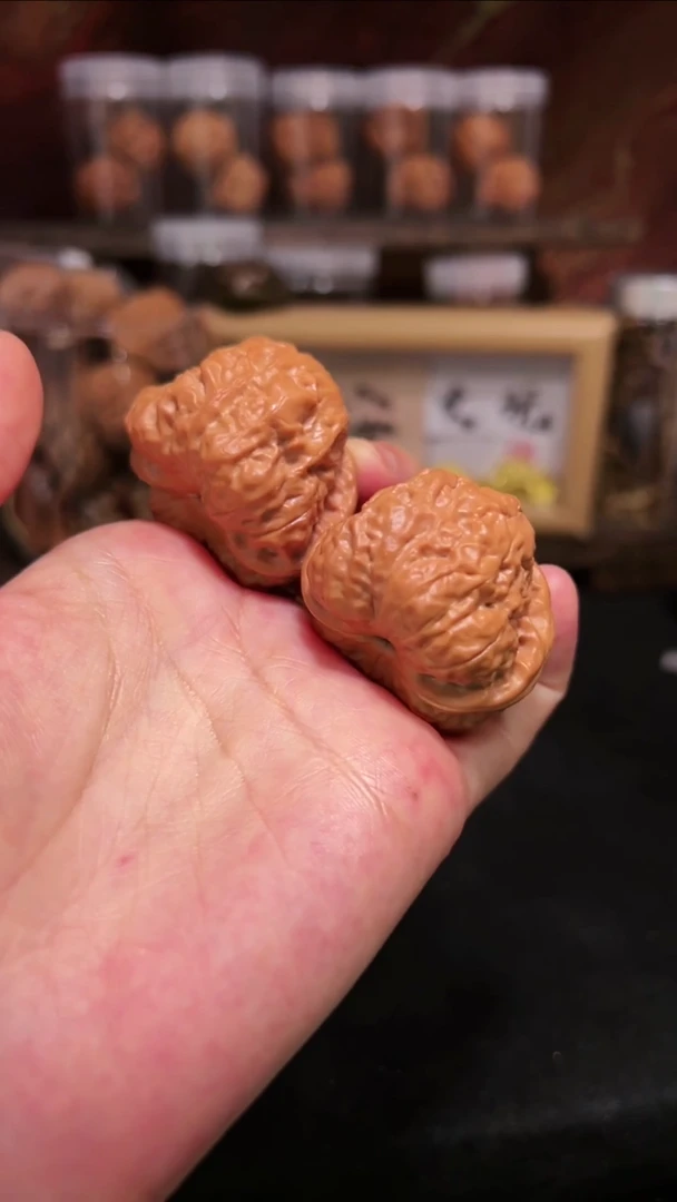 文玩核桃把件金蟾蛤蟆头 胖蛙饼40mm