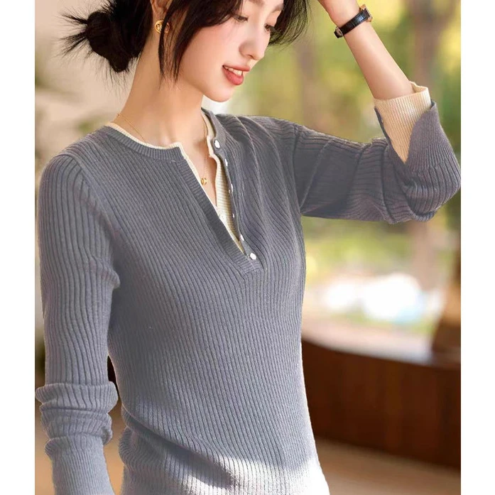 职业阿玛诗官2025秋冬季新款时尚气质套头假两件针织开衫外套女装