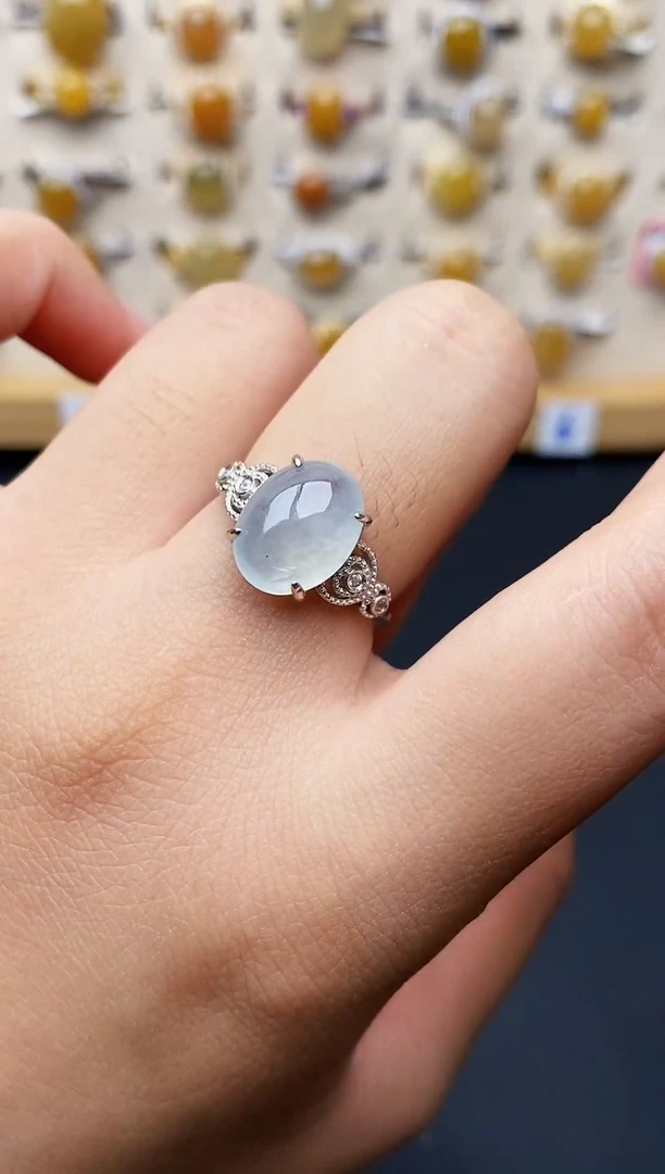 银S925镶嵌戒指翡翠0119