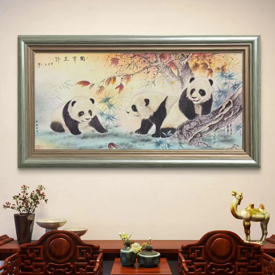 国宝呈祥-陈占伟亲笔手绘-140*70cm绢画宣纸