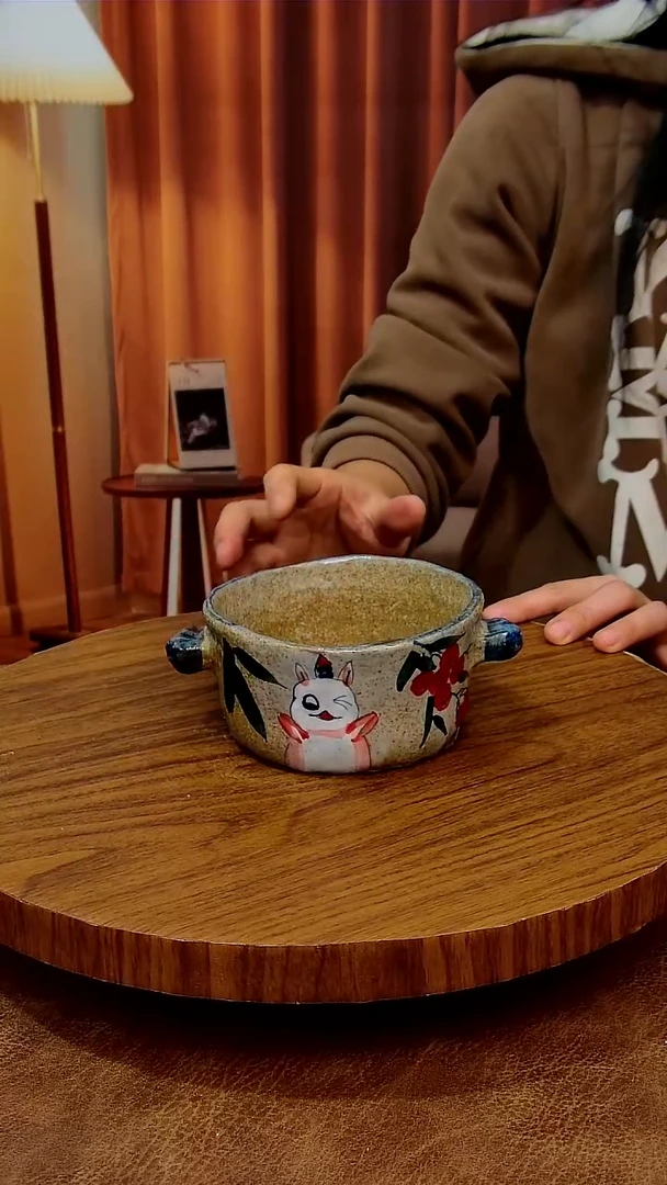 摆件陶微瑕，冰裂，景德镇手工手绘釉下彩陶瓷