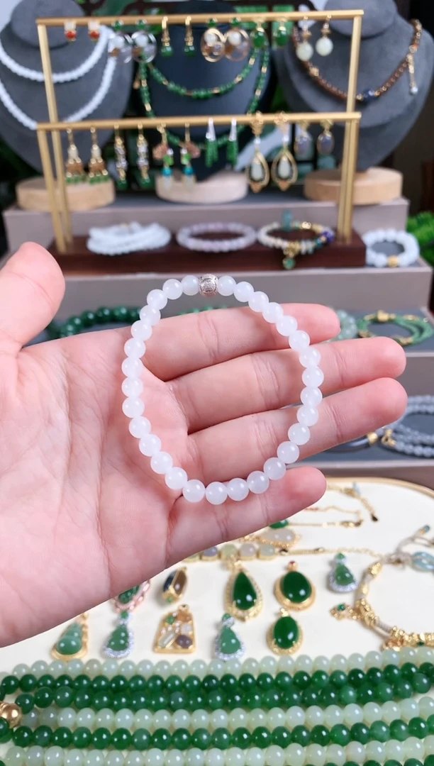 银S925镶嵌手链和田玉1