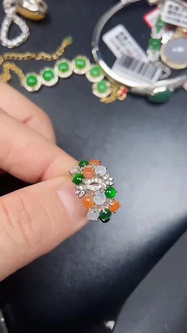 银S925镶嵌戒指翡翠2550