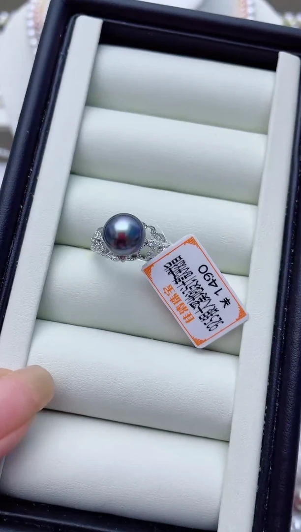 银S925镶嵌海水珍珠戒指W112