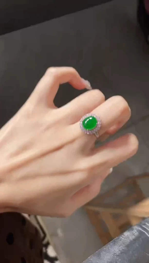 银S925镶嵌戒指翡翠51511