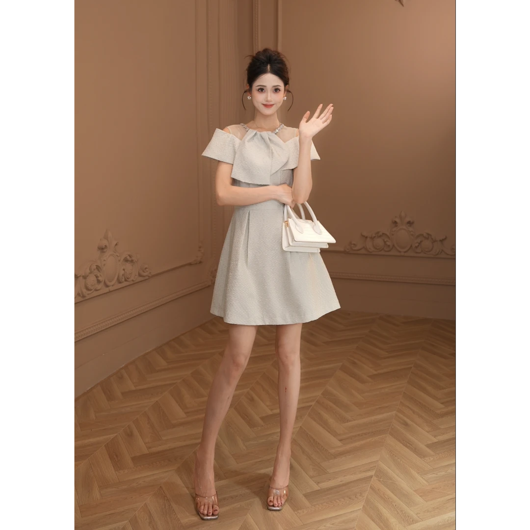 【柒老板定制】连衣裙收腰法式气质设计感宴会优雅时尚轻奢30910