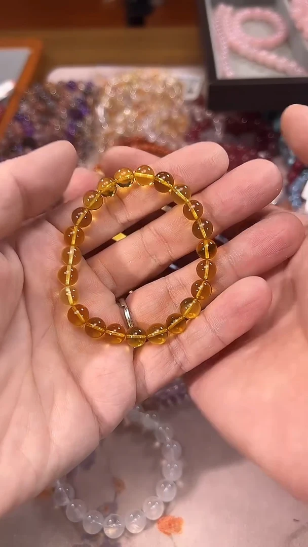 手串琥珀未镶嵌竹*豆天然琥珀（蓝珀）