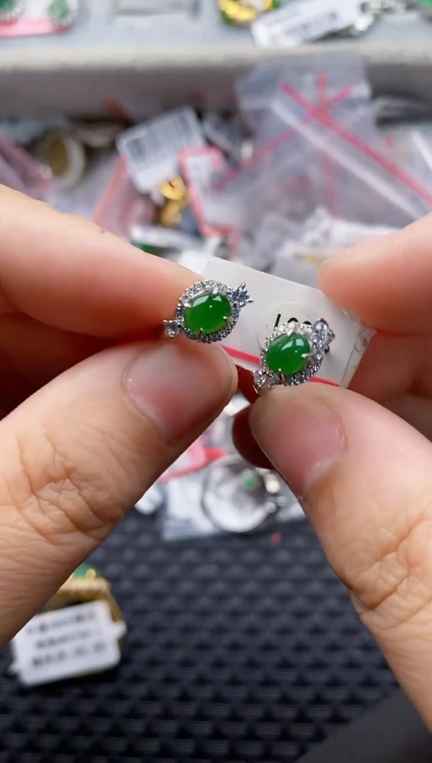 翡翠戒指银S925镶嵌777---2