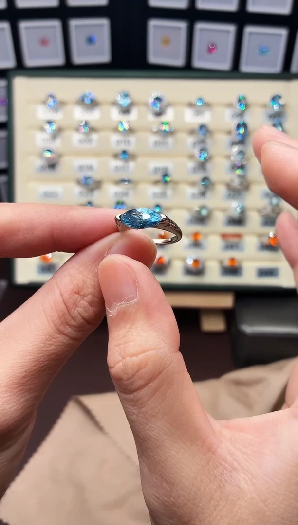 银S925镶嵌戒指海蓝宝石1