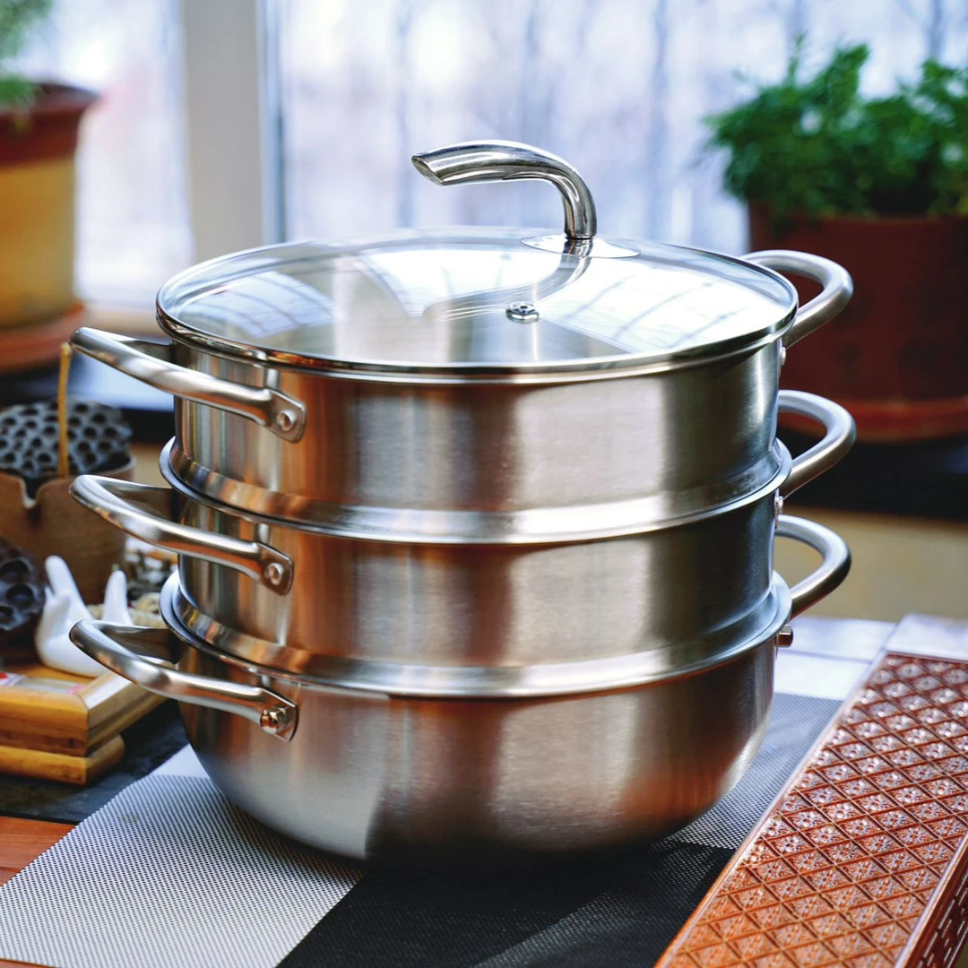 【新款】Vitasana/维塔赛娜一体蒸锅火锅加厚炖煮锅汤蒸锅28cm