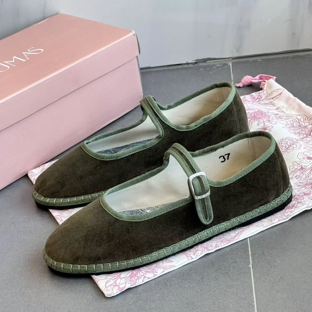 【金金专属】2025新款重磅复古中国风丝绒马卡龙色玛丽珍舒适单鞋