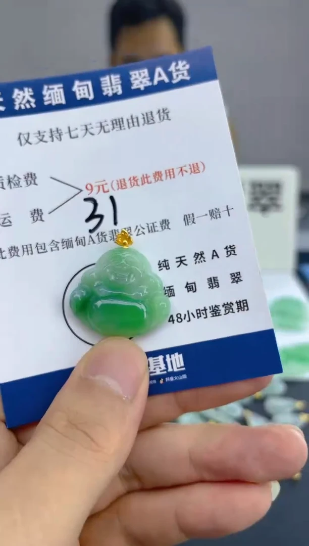 颈饰18K金镶嵌翡翠天然A货翡翠
