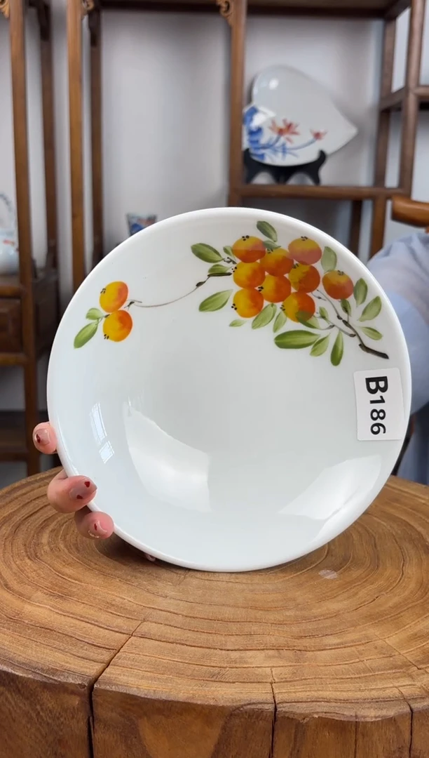 瓷片景德镇高温釉中彩-圆深盘186