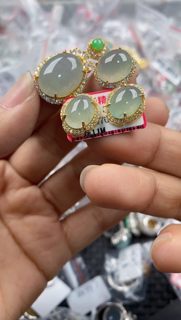 银S925镶嵌戒指翡翠444---7