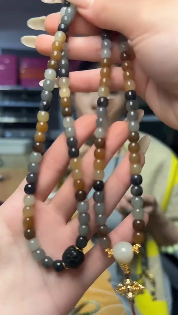 颈饰未镶嵌和田玉楼兰三彩老型长链