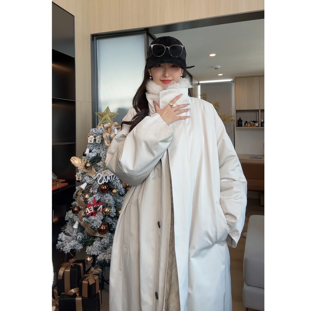 冬季加厚保暖抗寒立领款毛毛内胆派克服设计师款24CK561