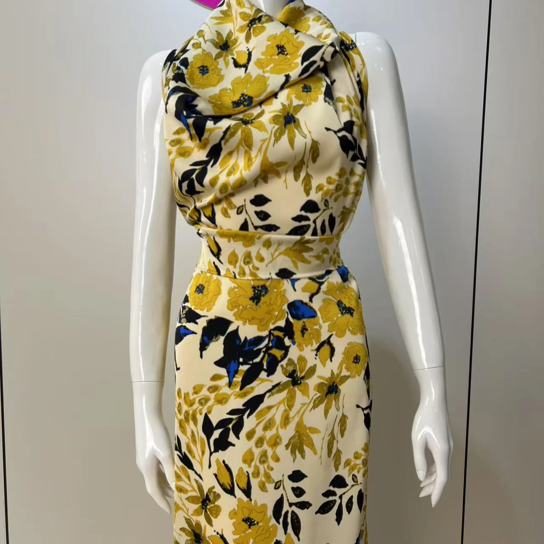 高级感仿醋酸服装面料女装连衣裙面料