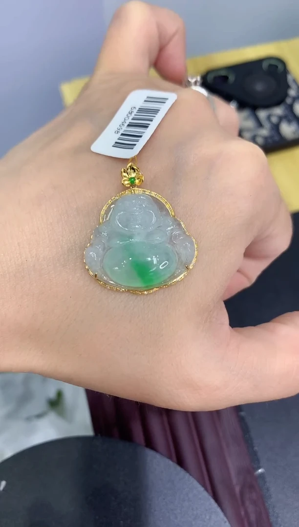 吊坠(不含链)18K金镶嵌翡翠111