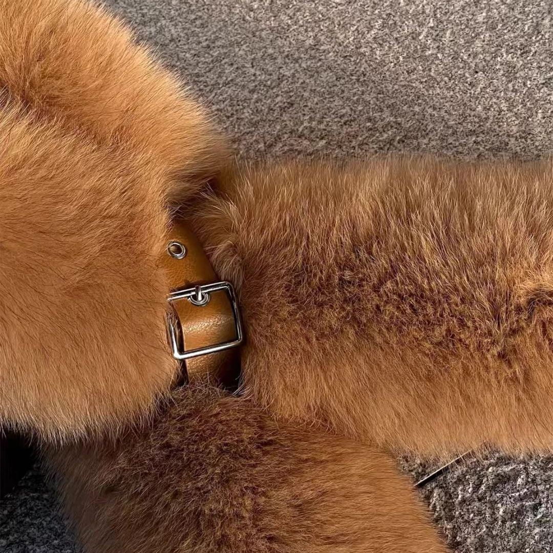 LEEWEI 设计师品牌「output」时尚皮带扣狐狐毛围巾