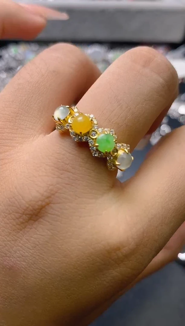 银S925镶嵌戒指翡翠百内无证书