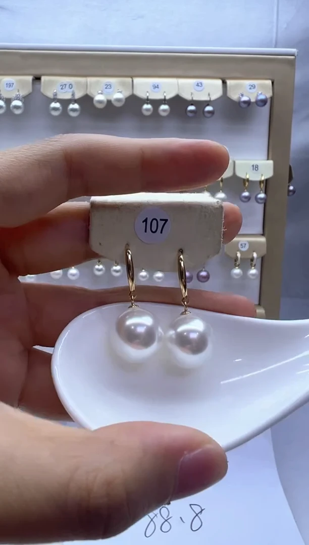 银S925镶嵌淡水珍珠耳饰107