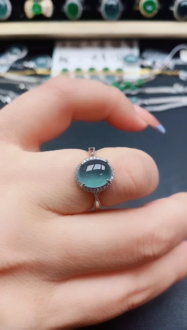 翡翠戒指银S925镶嵌321312