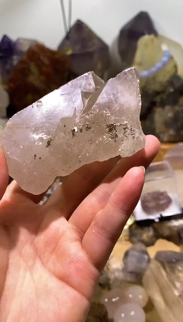 水晶珠宝半成品未镶嵌22号222g茶水晶+电路板+共生云母片